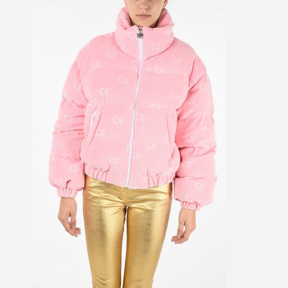 MADE IN ITALY Chiara Ferragni Cropped velvet down jacket hidden hood - Picture 11 of 16